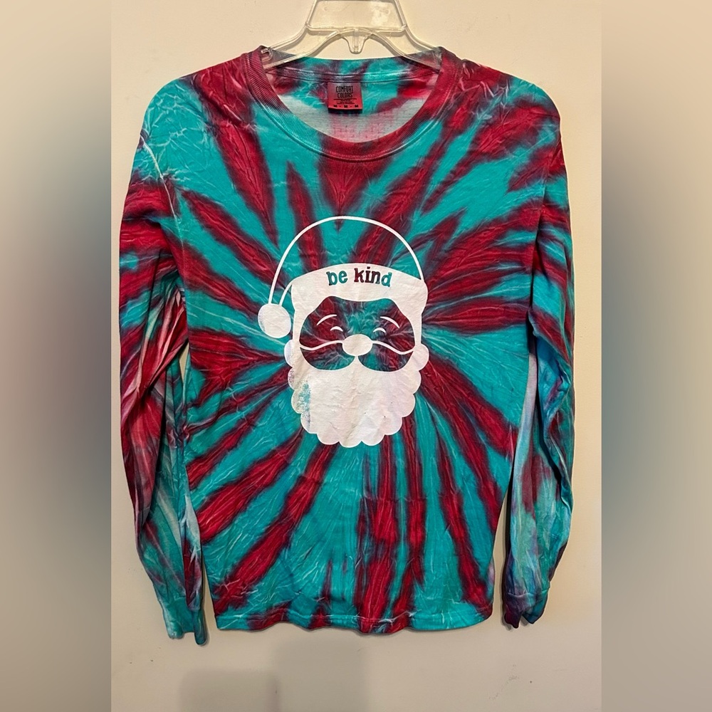 Bright Colorful Be Kind Christmas Santa‎ Tie Dye LS Size Medium Sunshine Sisters